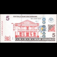 Suriname 5 Dollar 2020 P-162c UNC