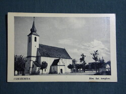 Képeslap,Románia,Miercurea Ciuc,Csíkszereda,Róm. kat. templom látkép,Karinger,Vákár L. kiadás,1940-