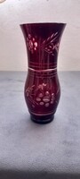 Bordó csiszolt ólomkristály váza