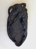 Szecesszios bronz nevjegykartya tarto akt(fekete)