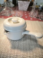 Ceramic lid-covered small cooking pot for sale! Microwave safe!