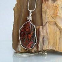 Nagy bordó-fekete természetes Achát medál, nyaklánc