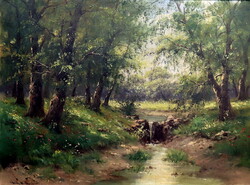 Méray Gyula: Erdőbelső patakkal, garanciával, 60x80