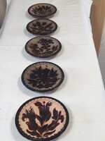 Veres Lajos Mezőtúri fali tányérok 12 cm átmérő /5 db egyben/