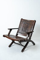 Angel Pazmiño – Faragott és Dombornyomott Bőr Fotel Azték / Inka / Maya