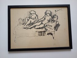 Rippl Rónai József; Nude figures on the meadow