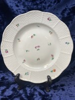 Antik Óherendi porcelán mélytányér apró virág mintával  - RZ