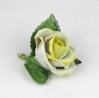 1Y451 Régi Herendi porcelán sárga rózsa
