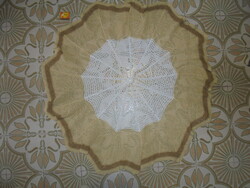 Vintage kézzel horgolt kerek asztalterítő, abrosz