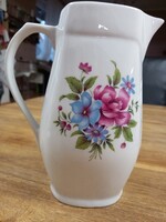 Ritka, közel 100 éves, Alföldi Porcelán (AP) kancsó – nagyméretű kék–piros virágmintával, vintage