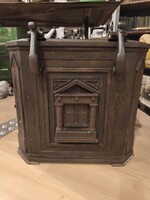 Antik, 300-400 éves pénzszállító kazetta, gyönyörű kovács munka, nagy vas kazetta, pénzes láda