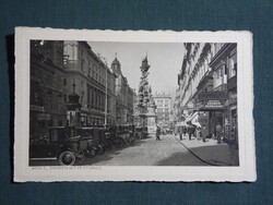 Képeslap,Ausztria,Bécs,Wien,Graben,Pestsäule,Pestis-oszlop,Kasznár magyar étterem,1920-