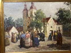 Gyertyányi Németh Gyula - Vasárnapi idill..60x80cm plusz kerete..(!)