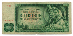 Csehszlovákia 100 Korona Bankjegy 1961 P91 T sorozat VG