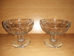 Antik, talpas üveg desszertes pohár kehely párban (11/d)