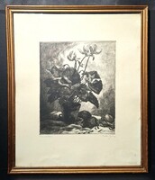 ÁR ALATT! 9 ezer Ft-ról: Görög Rezső és Hajdú Katalin: Csendélet (szignózott rézkarc)