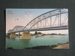 Képeslap,Horvátország,Eszék,Essegg,Osijek,Dráva híd látkép,részlet,Lederer Popper kiadás Praha,1914-