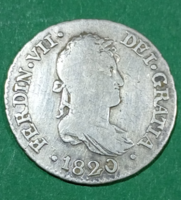 Bolíviai /Spanyol gyarmati / 2 reál VII Ferdinánd ,szép tartású ezüst /896%/ érme 1820