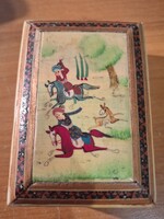 Régi kézzelfestett perzsa fa doboz