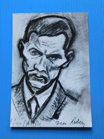 Művészeti képeslap - Dési Huber István: József Attila portréja