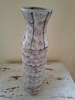 Hódmezővásárhelyi, fekete vonalmintás, fekete, szürke mázas kerámia nagyobb váza