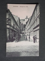 Képeslap,Horvátország,Zagreb,Zágráb,Bregovita utca,fogaskerekű sikló látkép,részlet,1910-