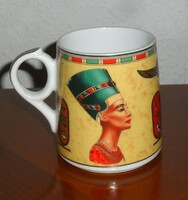 Aranyozott eredeti jelzett , Egyiptomi porcelán bögre.