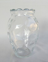 Hullámos pöttyös vastagfalú üveg váza