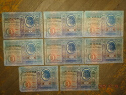 100 KORONA KRONEN 1912  8 DB. !!! OSZTRÁK-MAGYAR MONARCHIA