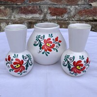 3 db magyaros mintájú Bodrogkeresztúri mini váza