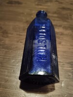 Külsőleg, régi patikai, gyógyszertári üveg, kobalt kék színben