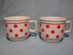 2 db Zsolnay piros pöttyös bögre, csésze
