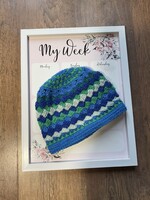 Női sapka, kézzel horgolt Türkisz kaland