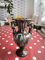 Mezőtúri Veres Lajos váza, euzinnal folyatott váza eladó! 2 db