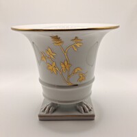 RITKA Herendi Oroszlánlábas Váza – Arany Borostyán Minta