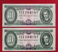 10 Forint 1957 2db sorszámkövető UNC.