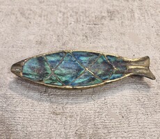 Vintage réz hamutál malachit berakással, Pepe Mendoza