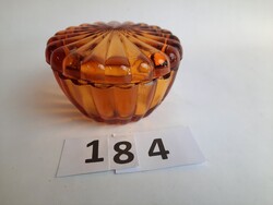 Vintage BOROSTYÁN SZÍNŰ ÜVEG BONBONIER, KÍNÁLÓ, FEDELES TÁLKA /184/