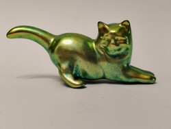 Antik Zsolnay Sinkó macska, az első darabok egyike.
