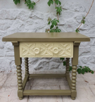 1 fiókos vintage reneszánsz olíva-komód