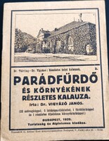 Dr. Vigyázó János: Parádfürdő és környékének részletes kalauza 1929.