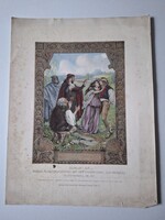 Shakespeare: Téli rege - jelenet, antik bécsi kromolitográfia, színes műnyomat,19. szd vége