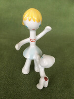 Hollóházi figura, kislány kutyával, Ősz Szabó Antónia.