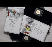 USA FÉLDOLLÁROS KENNEDY 1964 EZÜST + 2010 EZÜST ÉS ARANYOZOTT W/COA B7