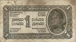 1 dinár 1944 Jugoszlávia Partizán bankjegy 1.