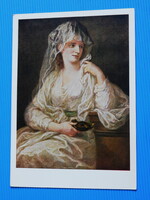 Képeslap / Művészlap, festmény - Angelika Kauffmann: Hölgy Veszta-szűznek öltözve