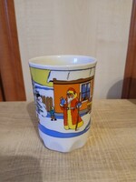 Zsolnay mikulásjelenetes bögre