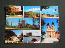 Képeslap,Balaton,Tihany,Badacsony,Keszthely,Balatonfüred,Révfülöp látkép,részlet, 1977-