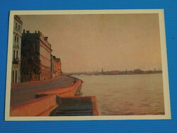 Képeslap / Művészlap, festmény - G. Manizer: Fehér éjszaka, Lenin-Palota rakpartja, Leningrád