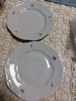 Zsolnay virágos lapos porcelán tányér, 2db